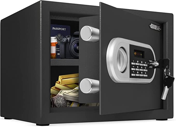 ISLANDSAFE Digital Fire Resistant Small Safe caja fuerte Safe Money Safe Electronic Lock Safe 0.5 Hole Lock Box with Keypad for Cash Jewelry Home, Hotel, Dorm, Office, (0.5 cu ft Black)