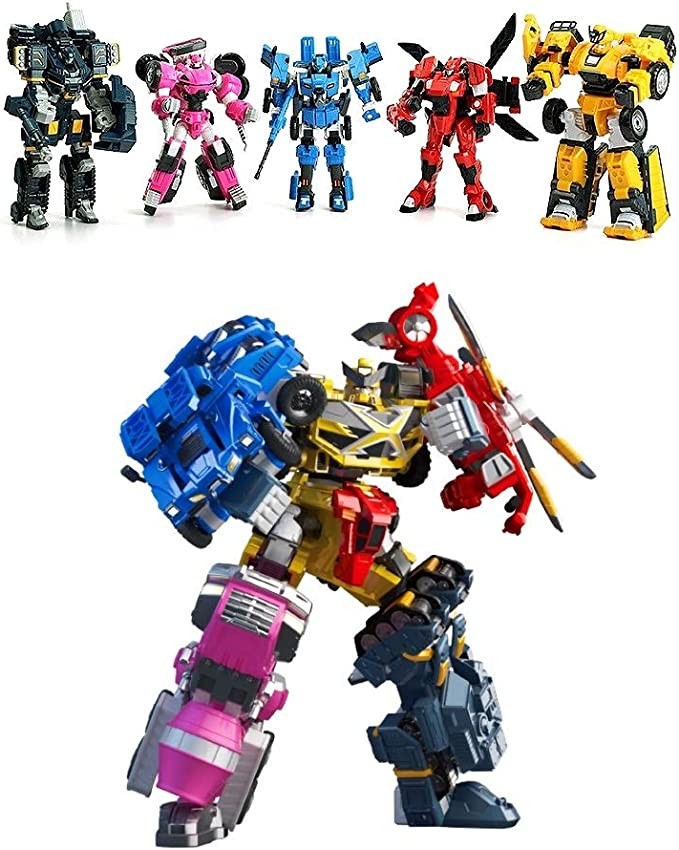 Mini Force Volt Sammy Max Lucy Leo Penta Bot Pentathlon Transformer Robot Car Toys Set of 5