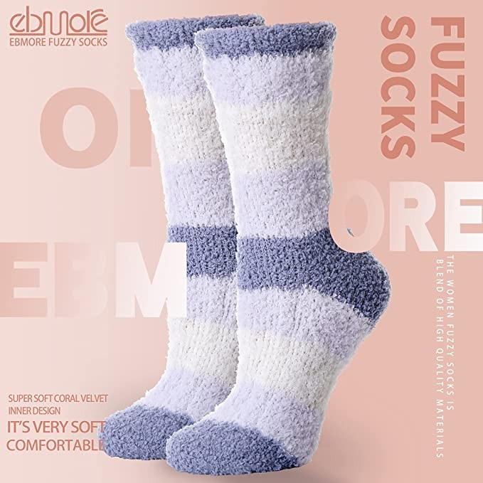 EBMORE Womens Fuzzy Socks Fleece Fluffy Cabin Plush Warm Sleep Soft Cozy Winter Adult Slipper Socks
